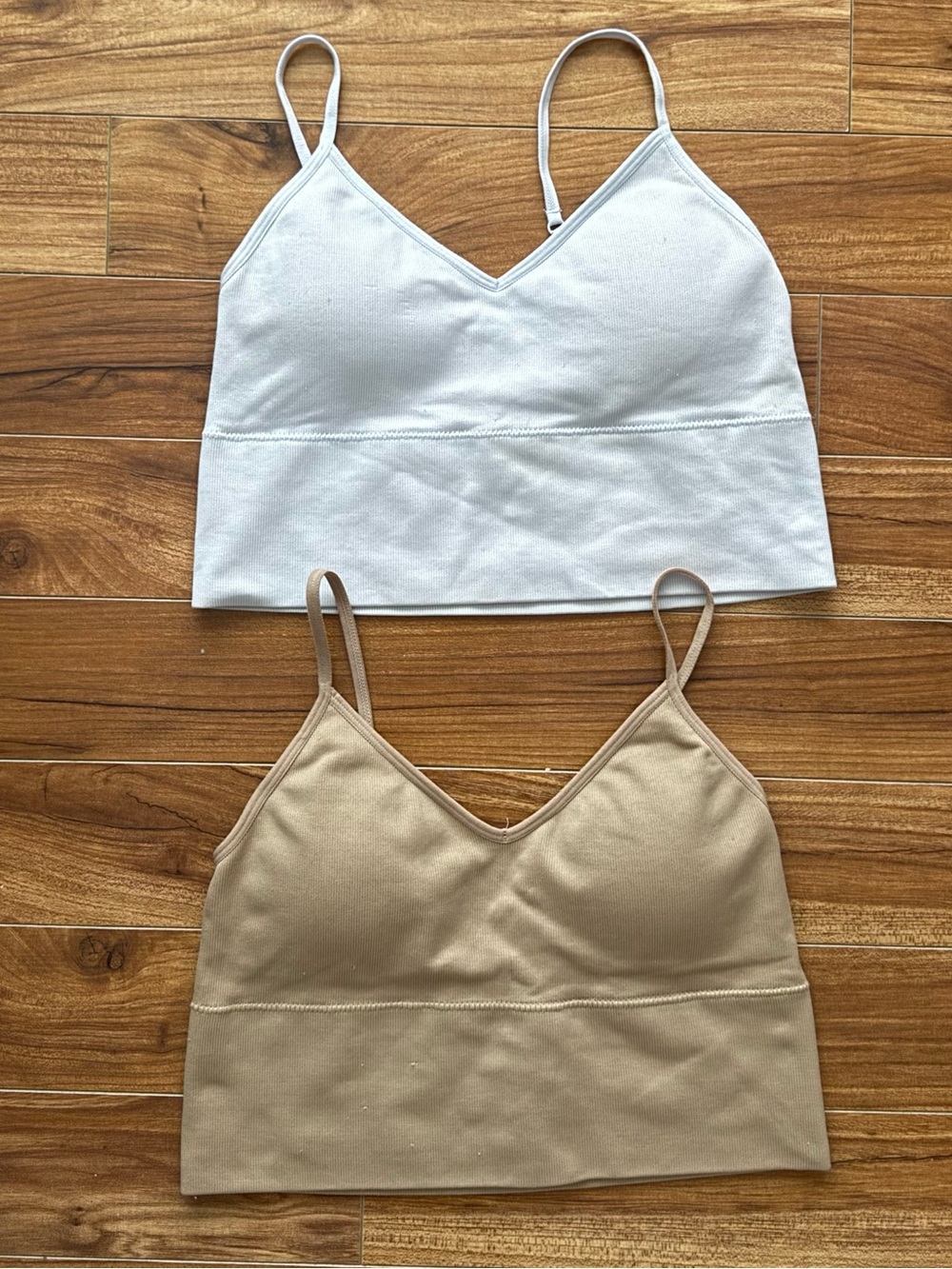 Dynamite Seamless Ribbed Padded Cami Set Bundle Baby Blue Nude Size M